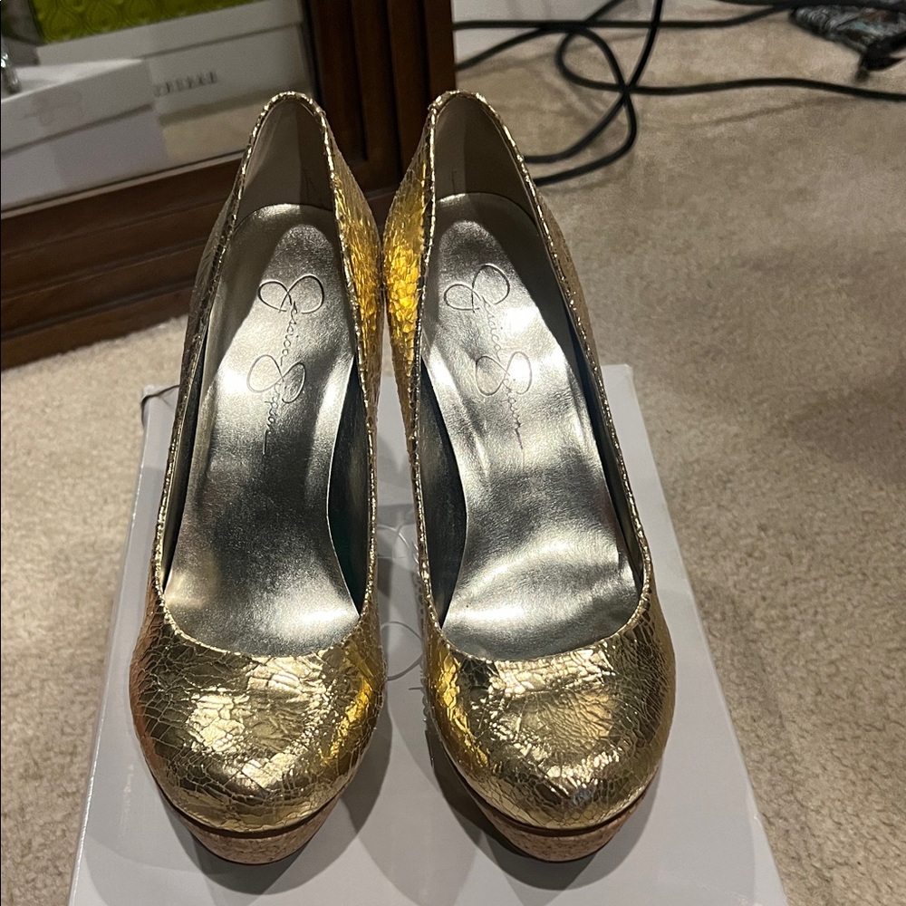 Jessica Simpson Shimmering Gold Heels